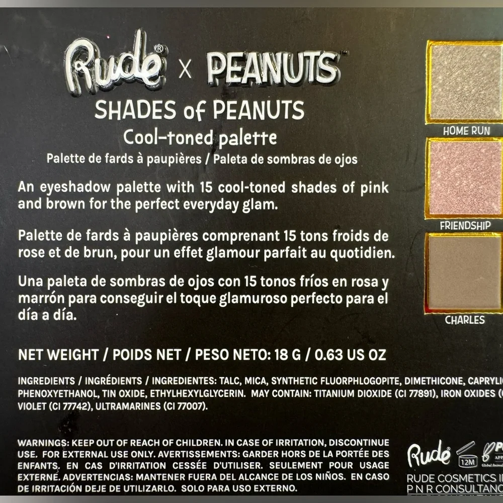 RUDE Peanuts 15 Multi-Color Eyeshadow Palette